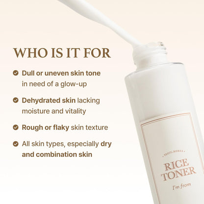 I’m From Rice Toner for Sensitive Skin – Hydrating K-Beauty Essence with Niacinamide & Rice Extract, Alcohol-Free, Vegan, Fragrance-Free (5.07 fl oz)