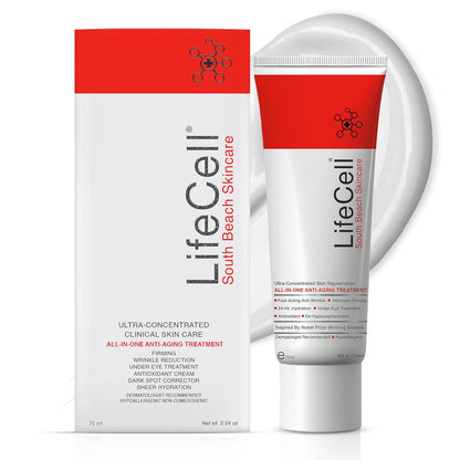 LifeCell All-In-One Anti-Aging Cream – Wrinkles, Fine Lines, Dark Circles & Sun Damage with Retinol, Vitamin C, DMAE & Hyaluronic Acid (2.54 oz, Fragrance-Free)