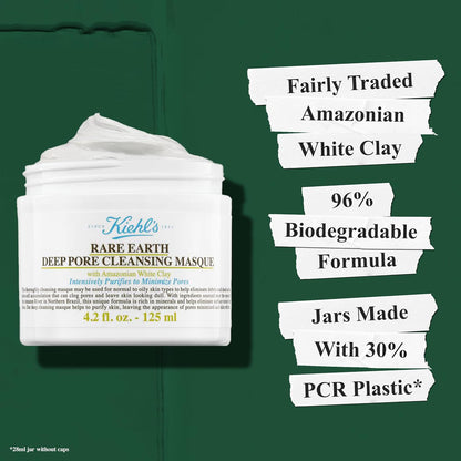 Kiehl’s Rare Earth Deep Pore Cleansing Mask – Oil-Minimizing, Detoxifying Face Mask with Amazonian White Clay & Aloe Vera