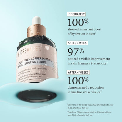 Biossance Squalane + Copper Peptide Rapid Plumping Serum – Face Serum for All Skin Types
