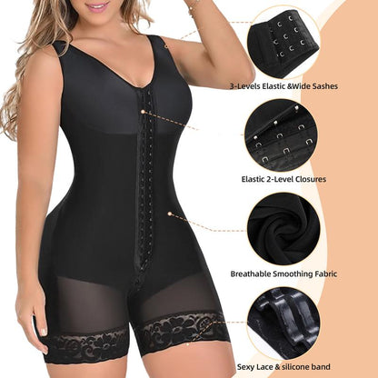 Women’s Full Body Fajas – Colombian Tummy Control Shaper with Butt Lift & Zipper Access