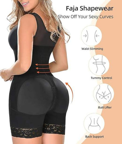 Women’s Full Body Fajas – Colombian Tummy Control Shaper with Butt Lift & Zipper Access