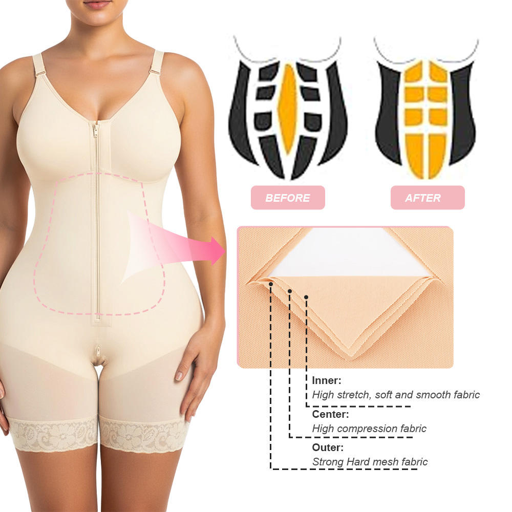 Colombian Tummy Control Body Shaper with Butt Lift & Zipper Crotch
