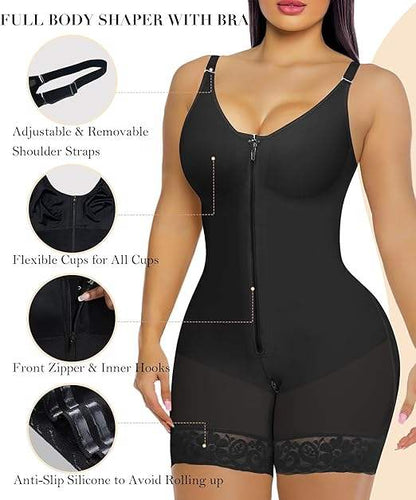 Colombian Tummy Control Body Shaper with Butt Lift & Zipper Crotch